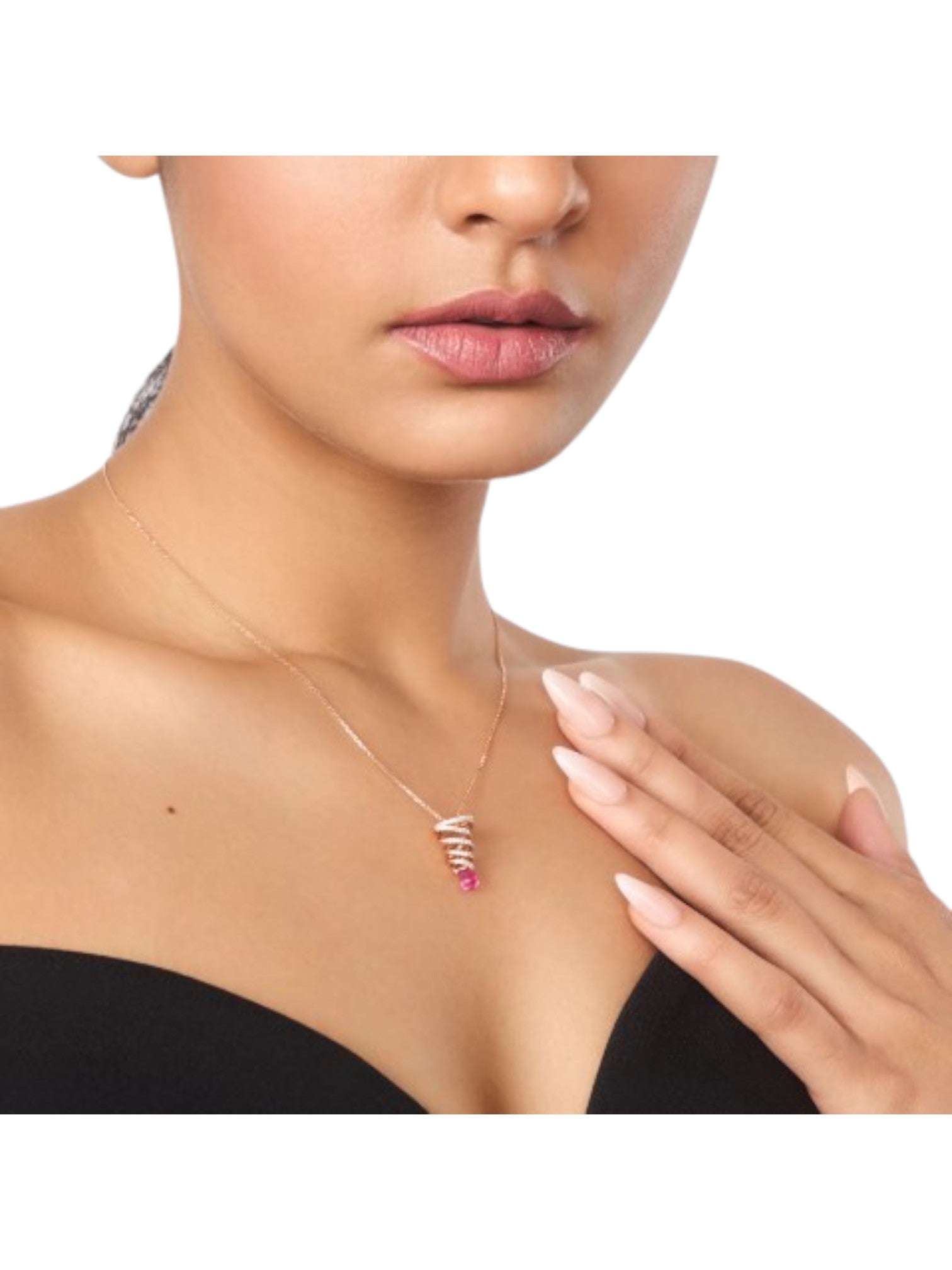 Trendy Twisted 925 Sterling Silver CZ Stone Rose Gold Plated Pendant With Chain For Women By Kesardeep